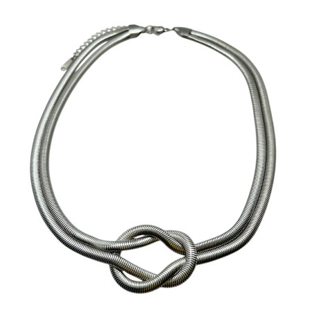 necklace silver snake with a knot